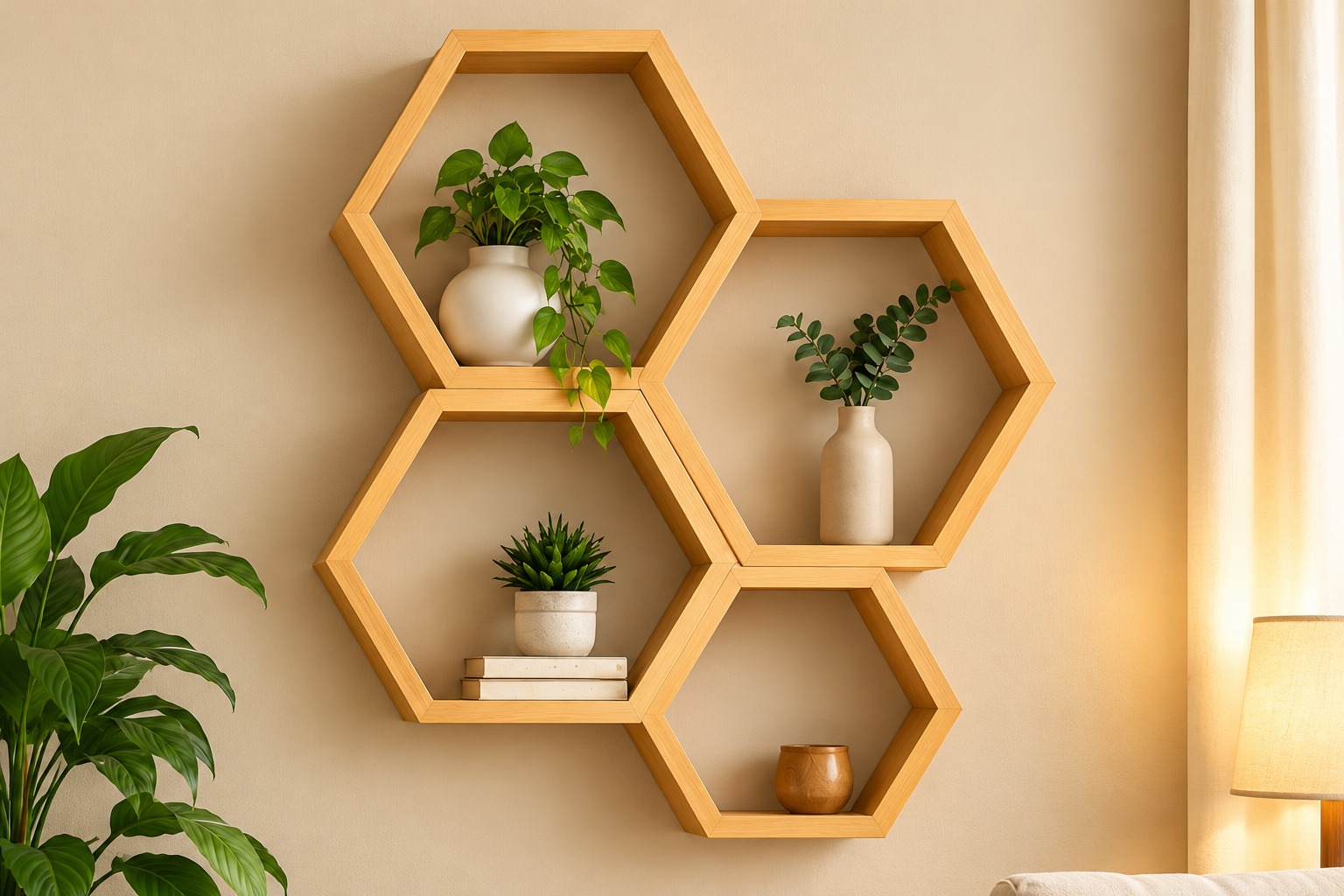 Harmonie Nature – Modern Geometric Wooden Wall Shelf